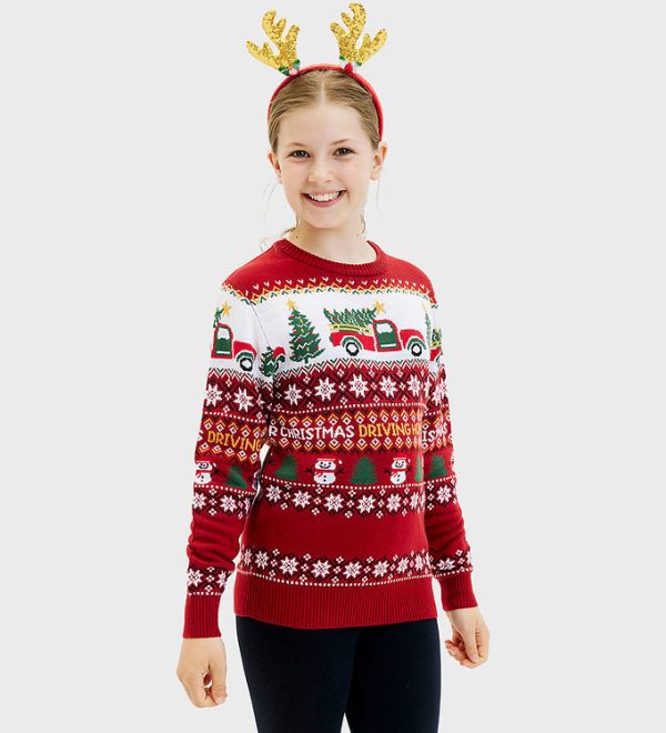 Jule-Sweaters Bluse - Driving Home For Christmas - Rød