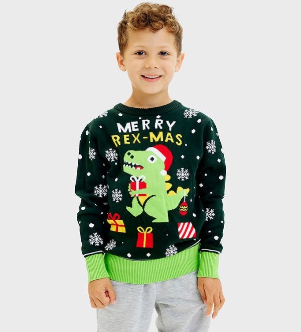 Jule-Sweaters Bluse - Sweet Christmas Dino - Grøn