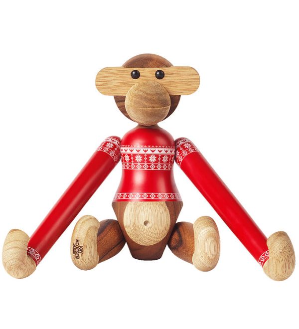 Kay Bojsen Træfigur - Abe - Julesweater 2024 - Lille - Teak/Limb